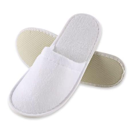 Witte hotelslippers met dichte voorkant, lichtgewicht polyester en zachte EVA zool
