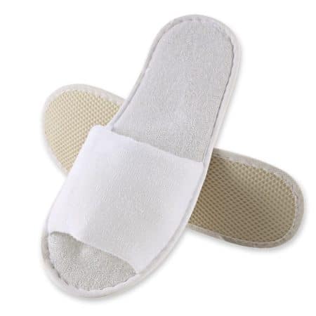 Witte hotelslippers met open voorkant, lichtgewicht polyester en zachte EVA zool