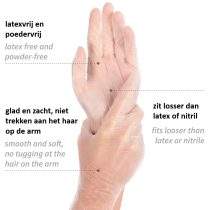 Vinyl handschoenen Ideal Light 100 stuks latexvrij zit losser glad en zacht 26869 - 26859 - 26819 - 26809 - 26829