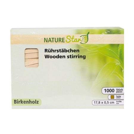 Houten roerstaafjes 17,8 cm dispenserdoos