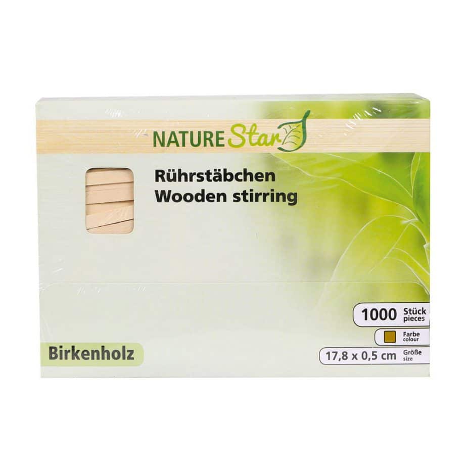 Houten roerstaafjes 17,8 cm dispenserdoos