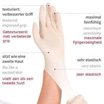 Latex handschoenen poedervrij - antislip - gestructureerd - zeer goed tastgevoel - elastisch