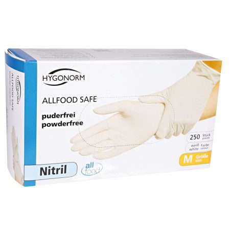 Hygonorm nitril handschoenen wit Allfood Safe 26161- 26151- 26111- 26101