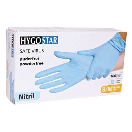 Hygostar nitril handschoenen blauw Safe Virus 270602 – 270502 – 270102 – 27002