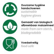 Duurzame hygiëne handschoenen - voedselveilig - gemaakt van biologisch afbreekbaar maïszetmeel 264693 – 264593 – 264193 – 264093