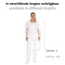 wegwerpjas, doktersjas wegwerp, bezoekersjas, beschermende kleding - in verschillende lengtes