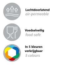 Voedselveilig en luchtdoorlatend onderzoeksjas in wit blauw geel groen rood - hygiëne met kleursysteem