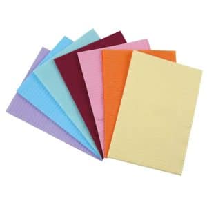 Patiëntenservetten - dental towels - in geel, oranje, roze, rood, lichtblauw, blauw, paars en natuurlijk wit en zwart