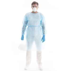 Bescherming virus corona - volledige beschermingsset met nitril handschoenen - ademmasker - veiligheidsbril - PP jas en vuilniszak