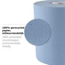 Papieren handdoekrollen blauw gerecycled papier en milieuvriendelijk