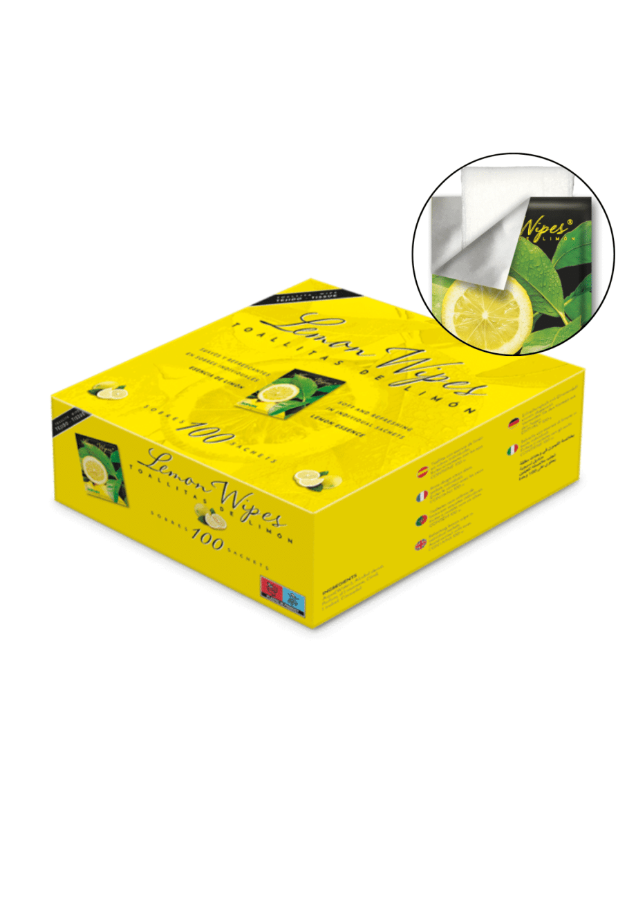 Lemon Wipes per 100 stuks - citroen verfrissingsdoekjes