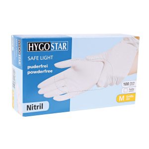 Doos Hygostar Safe Light wegwerphandschoenen wit – nitril, latexvrij, 100 stuks